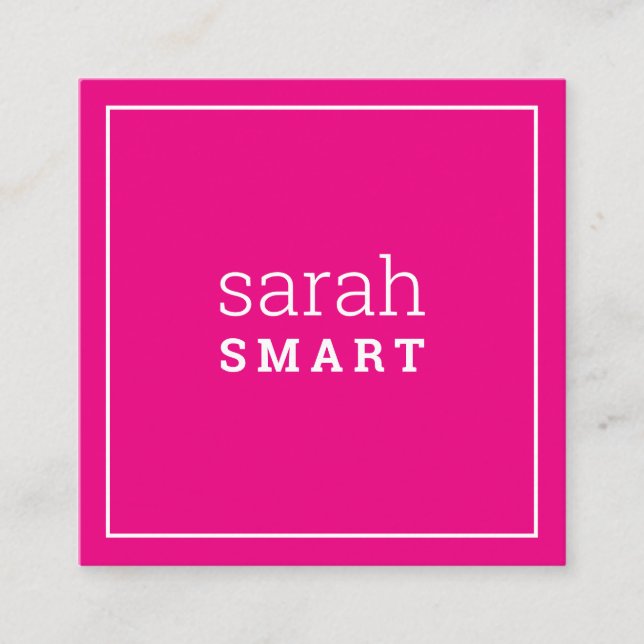 CALLING CARD square edgey modern bright pink (Front)