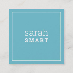 CALLING CARD square edgey modern turquoise blue