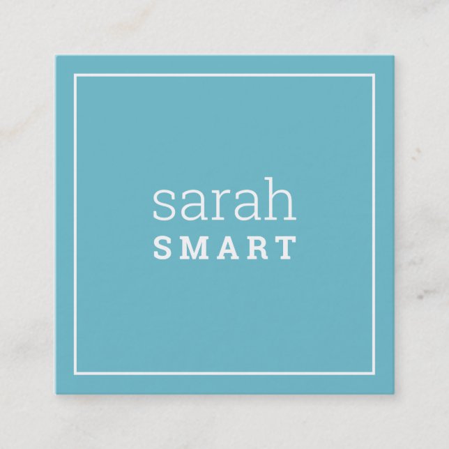 CALLING CARD square edgey modern turquoise blue (Front)