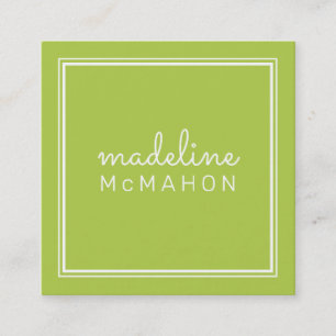 CALLING CARD square preppy modern bold lime green
