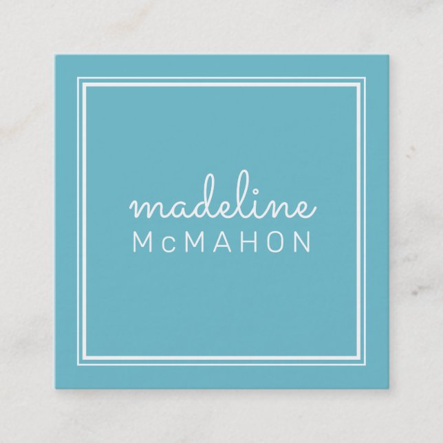 CALLING CARD square preppy modern turquoise blue (Front)