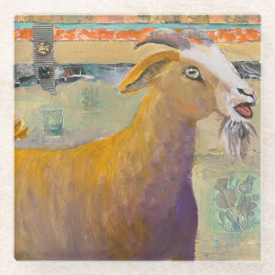 Calling Goat Glass Coaster