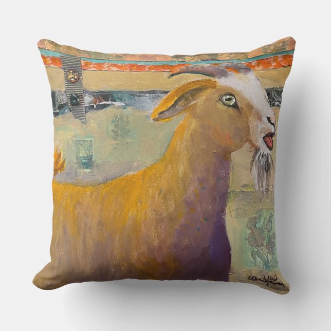 Calling Goat throw pillow  (Front)