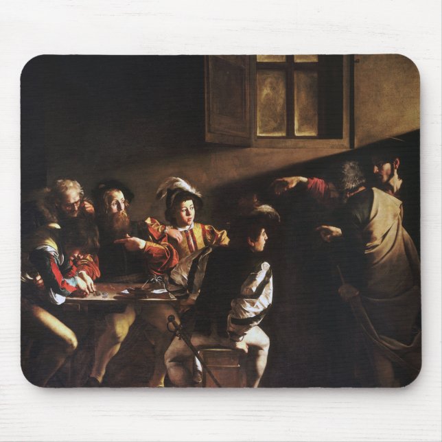 Calling Of Saint Matthew By Caravaggio Mouse Mat (Front)
