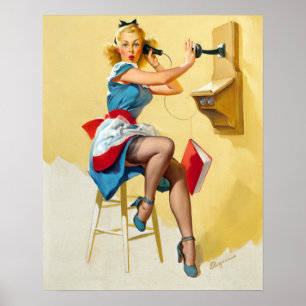 Calling Pin Up Poster