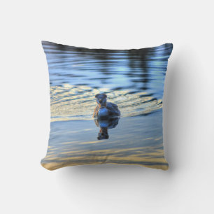 Calling Red-necked Grebe Waterfowl Wildlife Photo Cushion