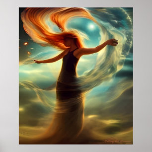 Calling the Elements AI Fantasy Digital Art Print