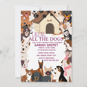 CallingAll Dogs Birthday Pawty let's do Invitation