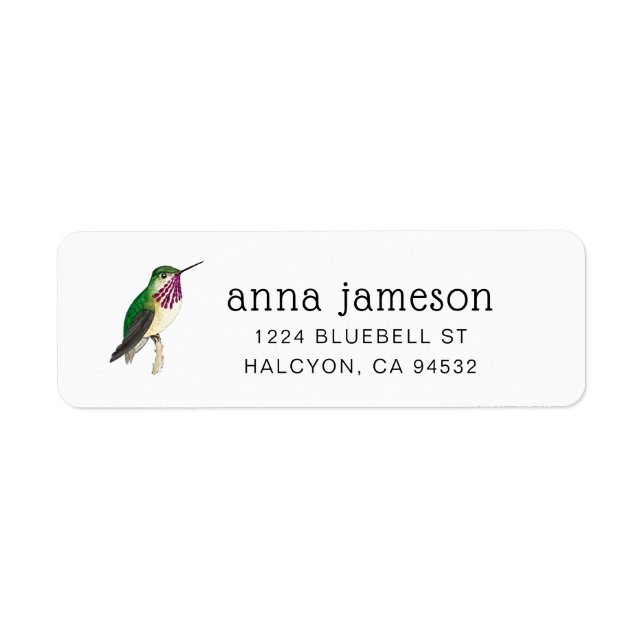 Calliope Hummingbird Address Label (Front)
