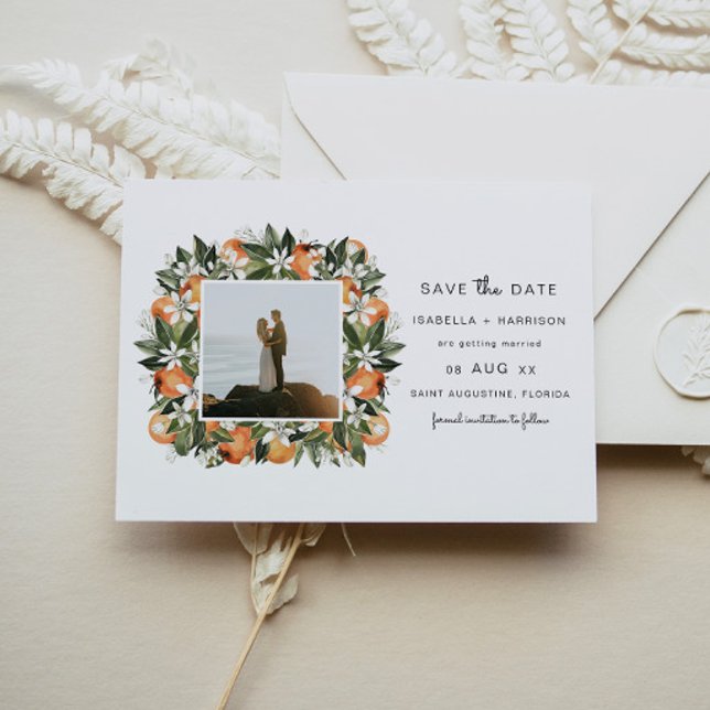 Calliope -Watercolor Oranges Photo Frame Invitation (Creator Uploaded)