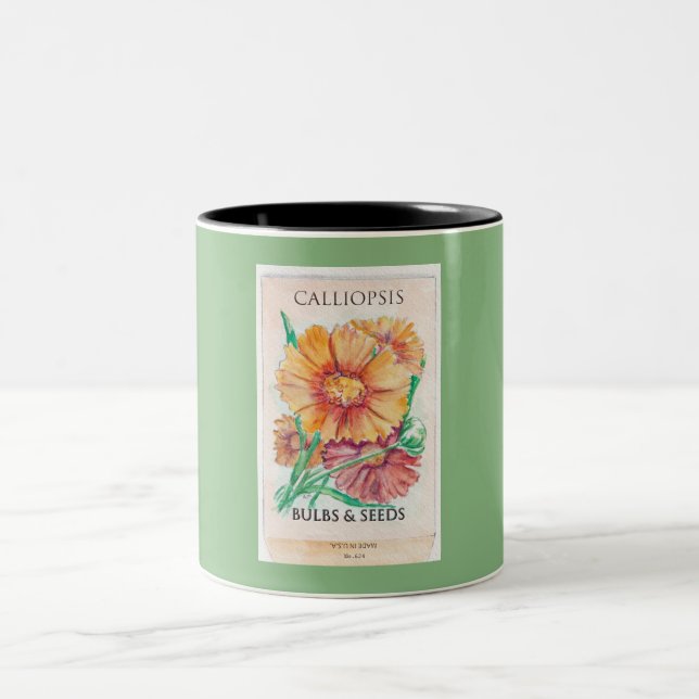 Calliopsis Bulbs and Seeds Two-Tone Coffee Mug (Center)
