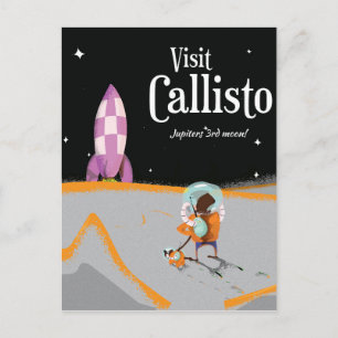 Callisto (jupiter moon) vintage travel poster postcard