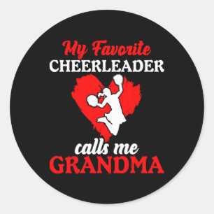 Calls Me Grandma Cheerleader Cheer Womens Cheerlea Classic Round Sticker