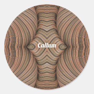 CALLUM ~ Pretty Shades of Brown Fractal ~ Classic Round Sticker