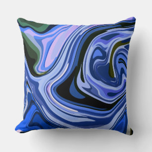 Calm Abstract Fluid Art with Cool Tones Cushion