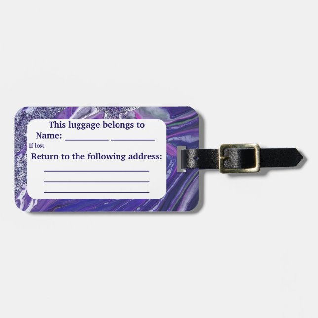 Calm Acrylic Pour Inspired Luggage Tag (Front Horizontal)