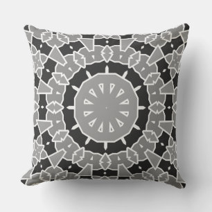 Calm and bold black and white Geometric Mandala Cushion