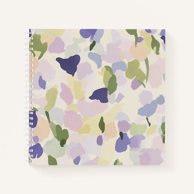 Calm and Gentle Purple Sweet Peas Squared Notebook (Front)