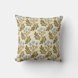 Calm and Natural: Blue Flower Seamless Pattern Cushion