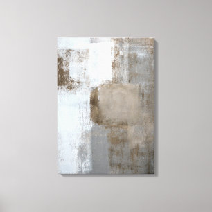'Calm and Neutral' Grey and Brown Abstract Art Canvas Print