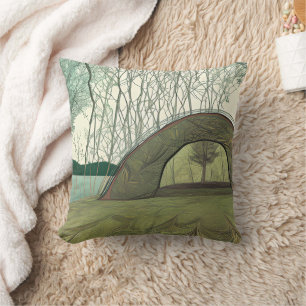 Calm and Peaceful Camping Scene Cushion