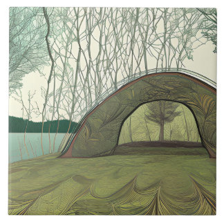 Calm and Peaceful Camping Scene Tile