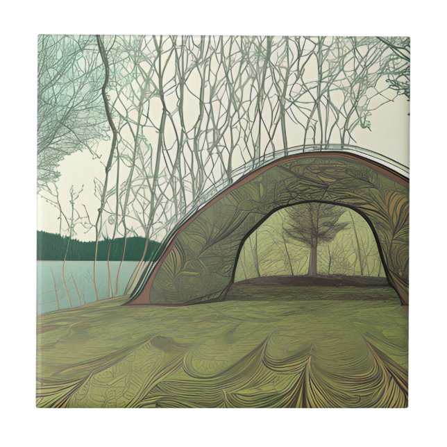 Calm and Peaceful Camping Scene Tile (Front)