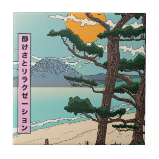 Calm and relaxation Japanese river. Tile