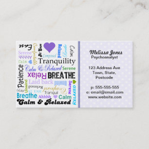 Calm and Relaxing positive words typography Business Card