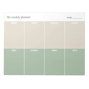 Calm and simple Weekly Planner Notepad