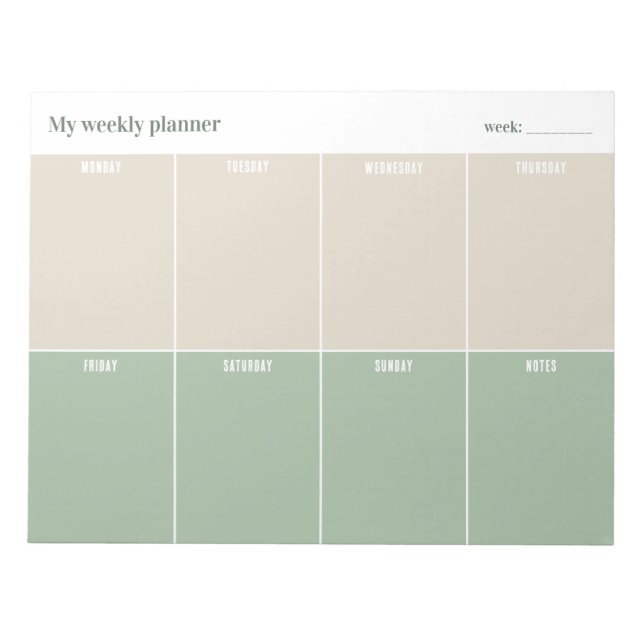 Calm and simple Weekly Planner Notepad (Front)