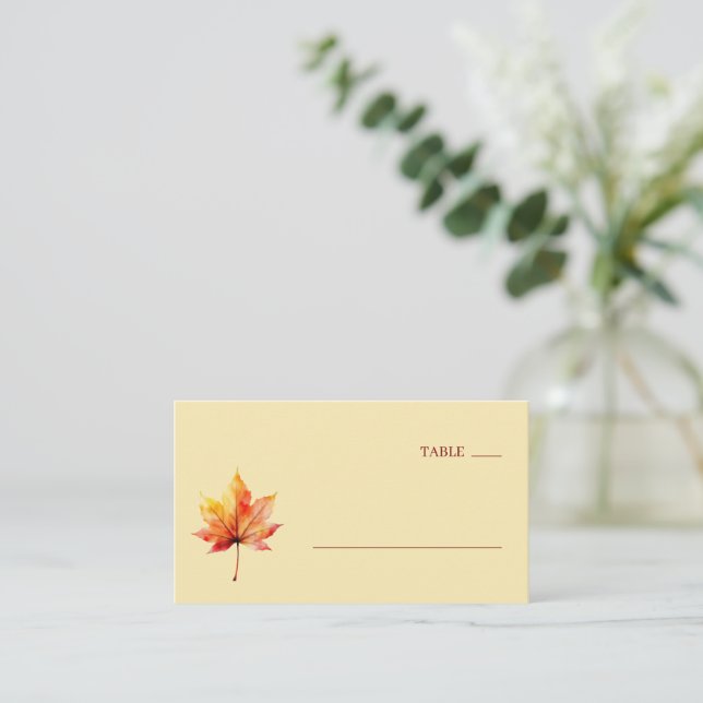 Calm Autumnal Maple Leaf Illustration Place Card (Standing Front)