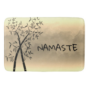 Calm Bamboo and mountain view Scene Namaste Bath Mat