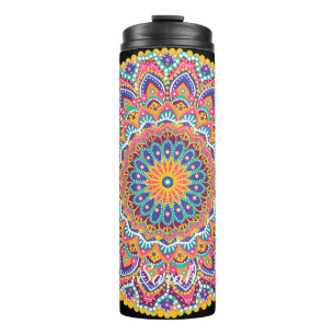 Calm Beautiful Colourful Floral Mandala Thermal Tumbler
