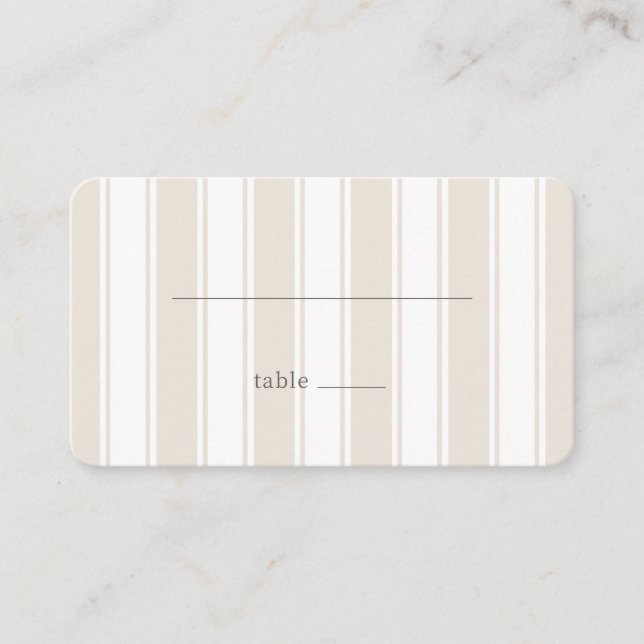 Calm Beige Vertical Stripes Place Card (Front)