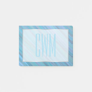 Calm Blue Abstract Cool Turquoise Aqua Monogram Post-it Notes