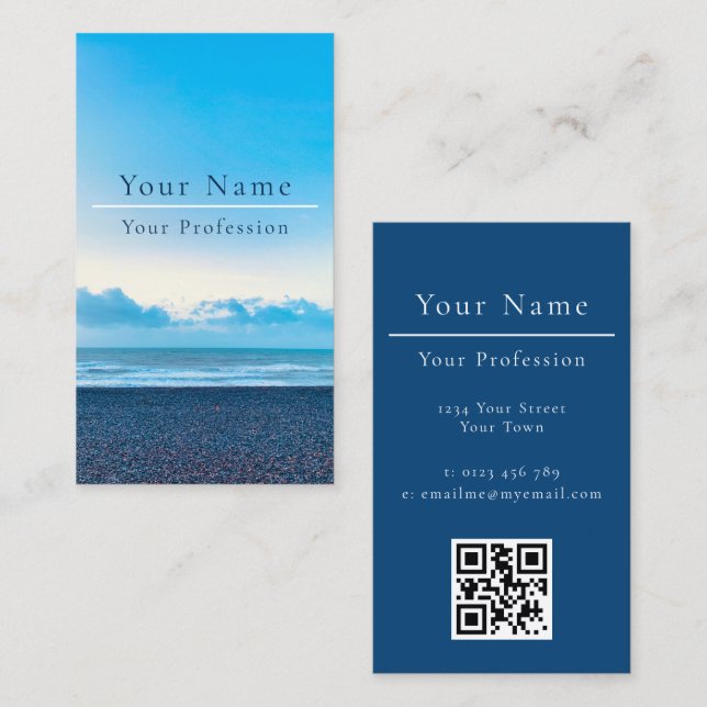 Calm Blue Beach Scene Customisable Business Card (Front/Back)