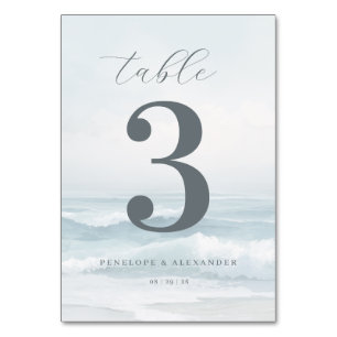 Calm Blue Beach Waves Table Number