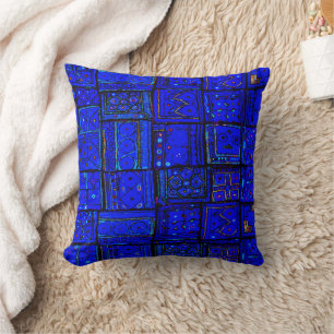 Calm Blue Indigo Moroccan Style Throw Pillow