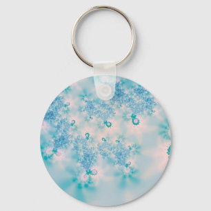 Calm Blue Meditation Butterfly Art Key Ring