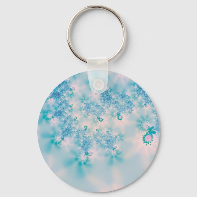 Calm Blue Meditation Butterfly Art Key Ring (Front)