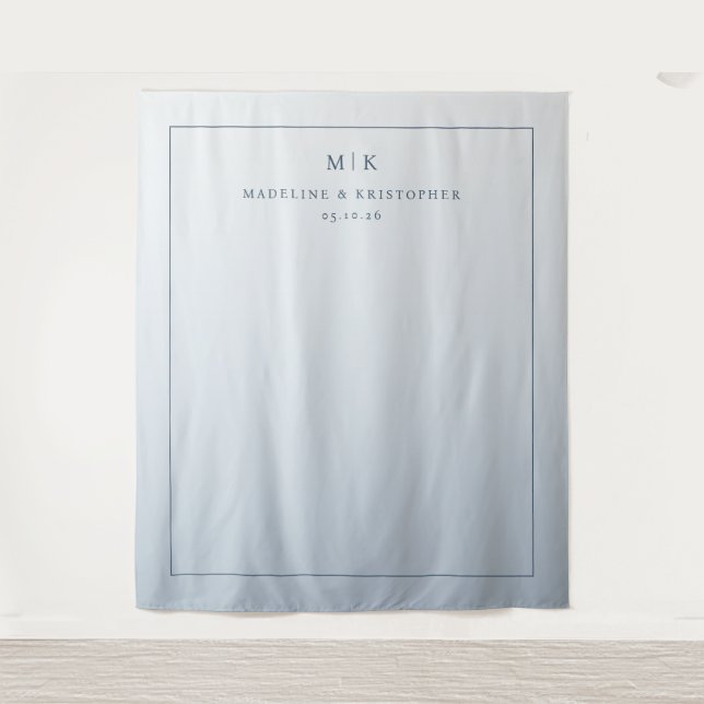 Calm Blue Minimalist Gradient Tapestry (Front)