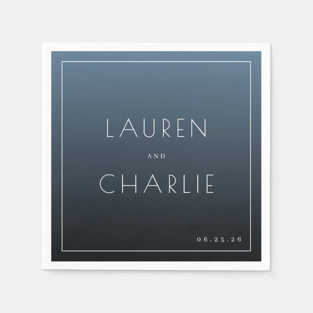 Calm Blue Minimalist Names Napkin (Front)
