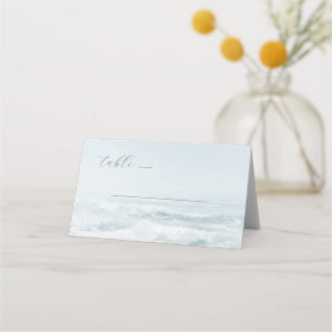 Calm Blue Minimalist Ocean Waves Place Card