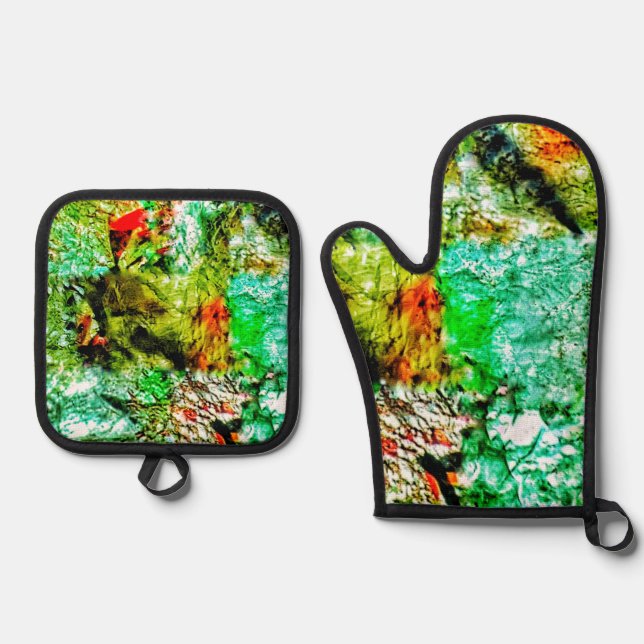 Calm blue pot holder and oven mitt,Calm dazzling Oven Mitt & Pot Holder Set (Front)