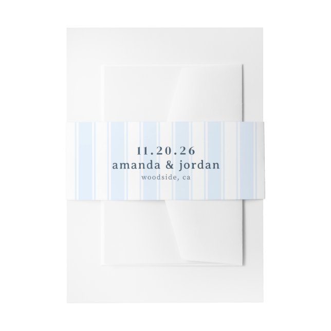 Calm Blue Stripes Invitation Belly Band (Front Example)