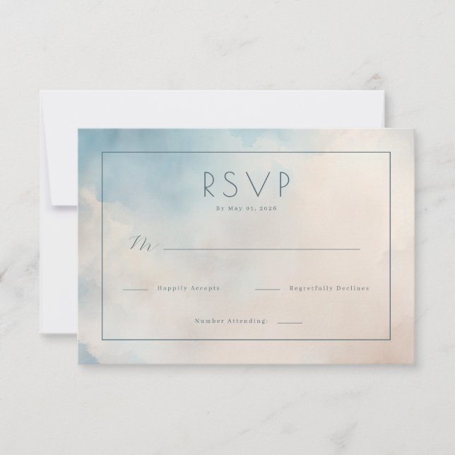 Calm Blue Watercolor RSVP Card (Front)