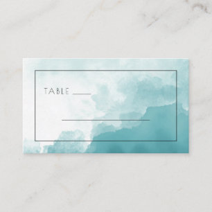 Calm Blue Watercolor Waves Place Card