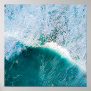 Calm Blue Waves Ocean Photography Poster