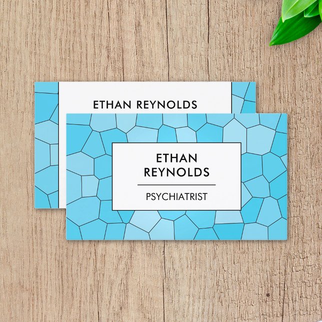 Calm Blues Geometric Psychiatrist Therapist Doctor Business Card (Creator Uploaded)